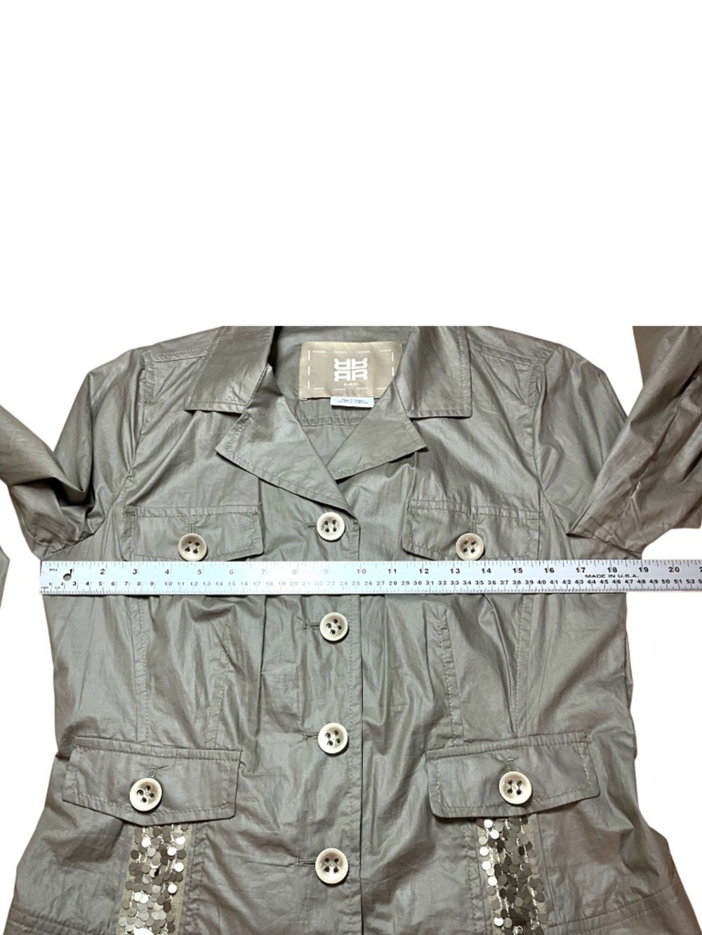 RIANI Cotton Blend Lightweight Unlined Spring Sequined Pockets Blazer US Sz 8 - Picture 6 of 11